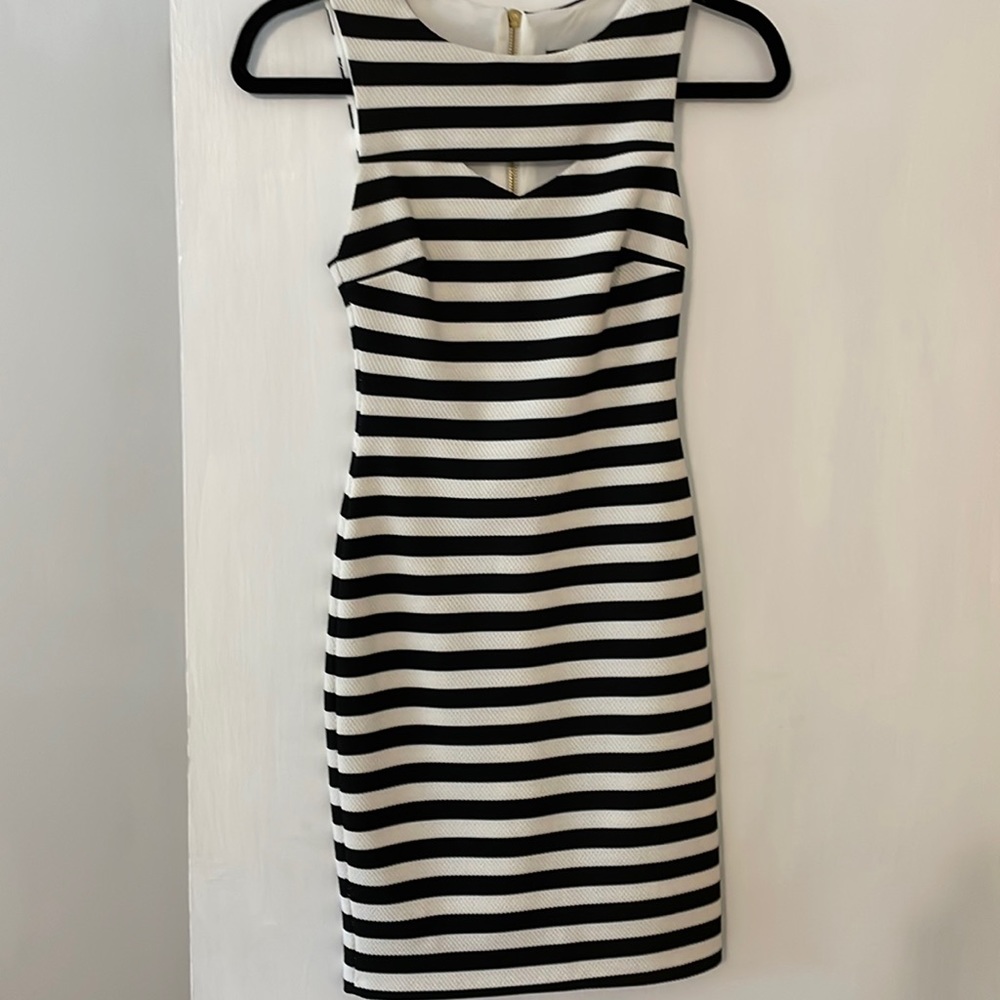Aqua black and white tight dress